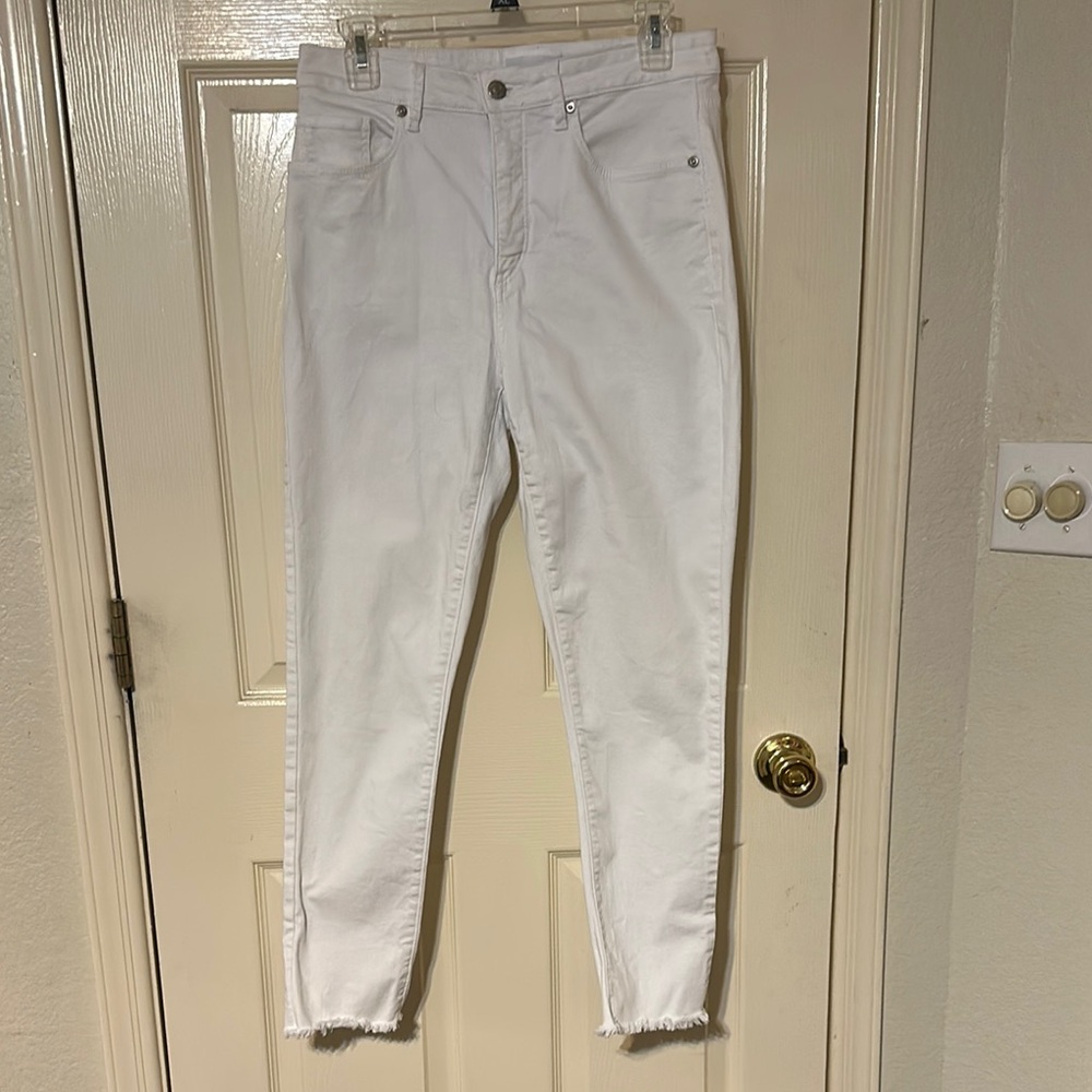 White Frayed Hem Jeans